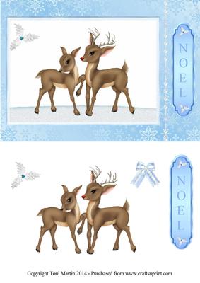 Christmas Reindeers Topper & Decoupage