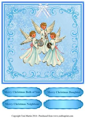 Cute Christmas Angels Topper & Sentiments