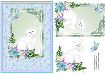 Beautiful Kitten / Cat Floral Topper & Decoupage
