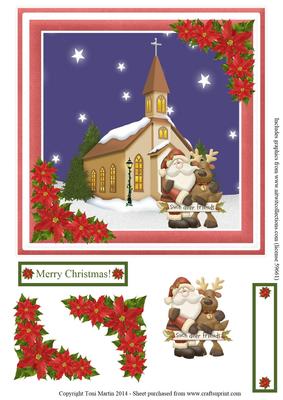 Such Deer Friends Christmas Church Scene Topper & Decoupage