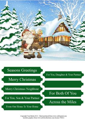 Christmas Santa & Reindeer Topper & Sentiments