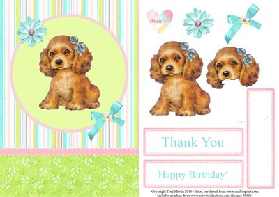 Sweet Dog Topper & Decoupage - Thank You / Birthday Card