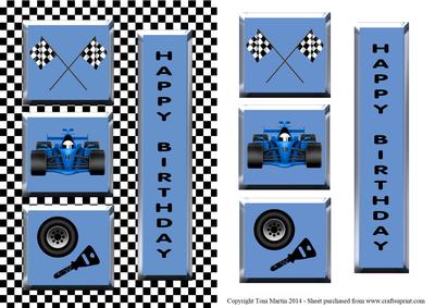 Racing Car Birthday Topper & Decoupage