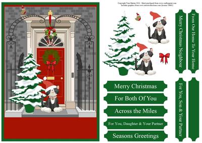 Christmas Door & Cat Scene Topper & Decoupage