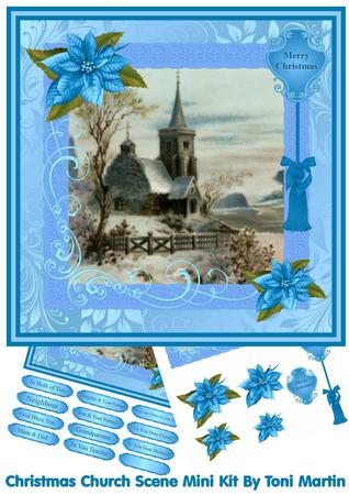Christmas Church Scene Mini Kit & Decoupage