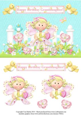 Happy Birthday Granddaughter - Fairy Topper & Decoupage