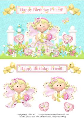 Happy Birthday Friend - Fairy Topper & Decoupage