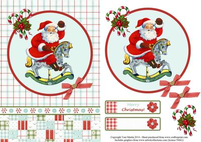 Santa & Rocking Horse Topper & Decoupage