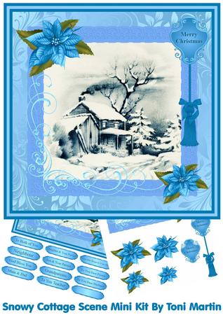 Snowy Cottage Scene Christmas Mini Kit & Decoupage