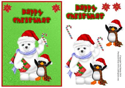 Christmas Bear & Penguin Topper & Decoupage