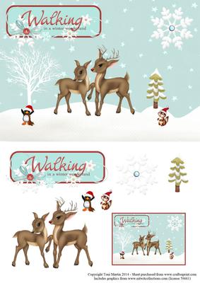Reindeers Walking in a Winter Wonderland