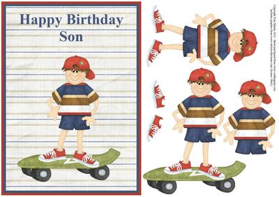 Skater Boy Birthday Topper & Decoupage - Son