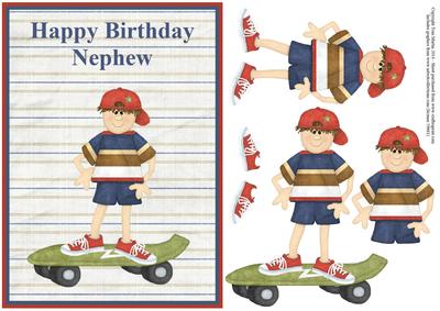 Skater Boy Birthday Topper & Decoupage - Nephew