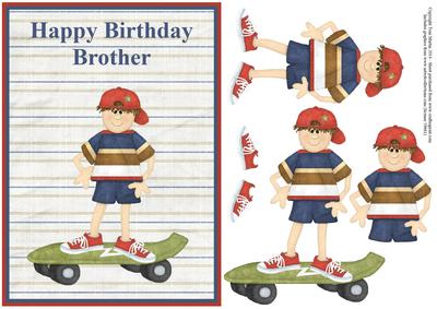 Skater Boy Birthday Topper & Decoupage - Brother