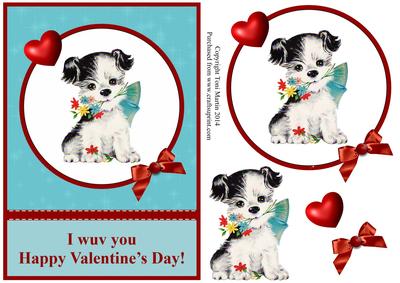 I Wuv You Happy Valentine's Day Topper & Decoupage
