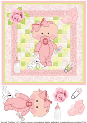 New Baby Girl Patchwork Topper & Decoupage