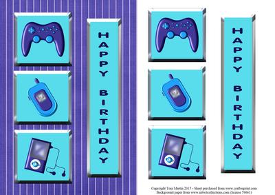 Teen Boy Birthday Gadget Topper & Decoupage