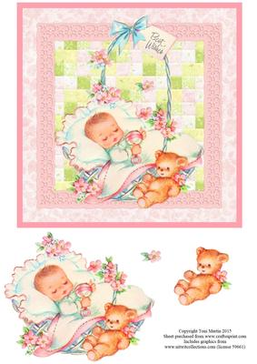 New Baby Girl Patchwork Topper & Decoupage