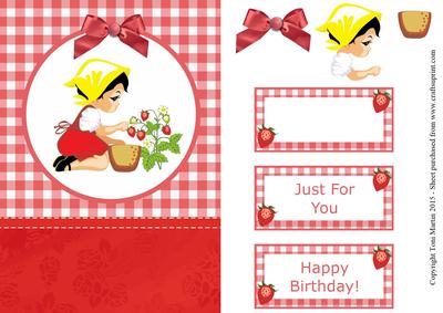 Sweet Strawberry Girl Topper & Decoupage