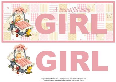 New Baby Girl Large Dl Topper & Decoupage