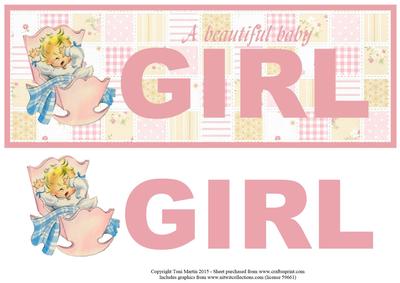 New Baby Girl Large Dl Topper & Decoupage