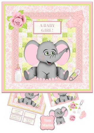 Baby Elephant Mini Kit & Decoupage - 1st Birthday / New Baby