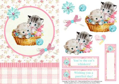 Little Kittens in a Basket Topper & Decoupage