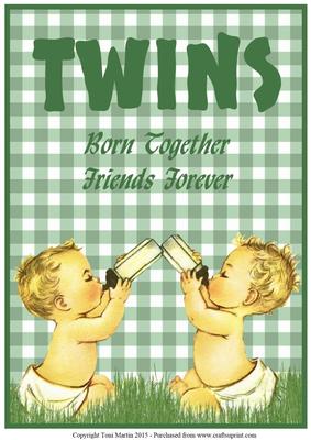 Twins Born Together Friends Forever Large Topper