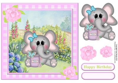 Cute Elephant Garden Topper & Decoupage