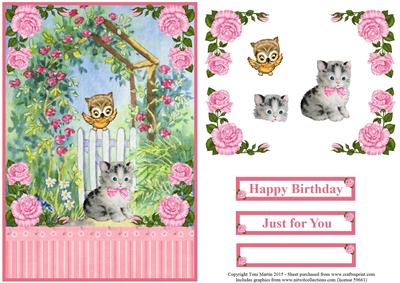 Owl & Cat Rose Arch Topper & Decoupage