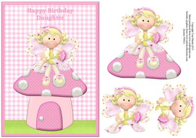 Fairy & Toadstool Gingham Topper & Decoupage - Daughter