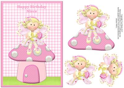 Fairy & Toadstool Gingham Topper & Decoupage - Niece