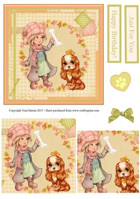 Cute Girl & Dog Pyramage Design