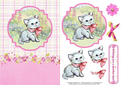 Cute Kitten in the Garden Topper & Decoupage