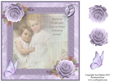 Sisters Are Always Connected by the Heart Topper & Decoupage