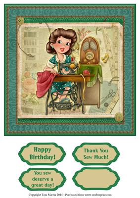 Vintage Seamstress Topper & Sentiments