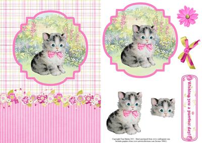 Kitten in the Garden Topper & Decoupage