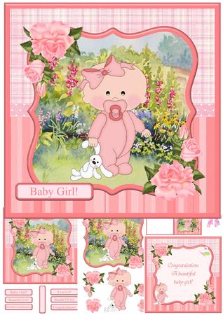 New Baby Girl Mini Kit & Decoupage