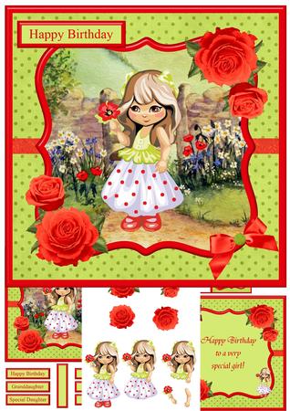 Emma and Flower Birthday Girl Mini Kit & Decoupage