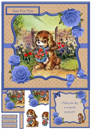 Delightful Puppy Scene Mini Kit & Decoupage