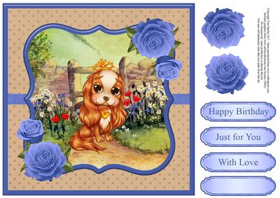 Cute Cavalier Puppy Topper & Decoupage