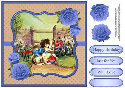 Delightful Puppy Scene Topper & Decoupage
