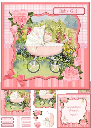 New Baby Girl Mini Kit & Decoupage