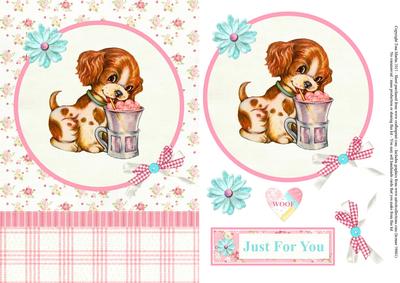 Cute Puppy Card Front / Topper & Decoupage