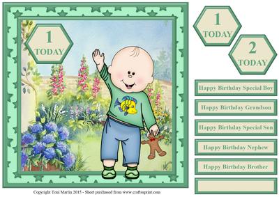 Toddler Boy Birthday Topper & Sentiments