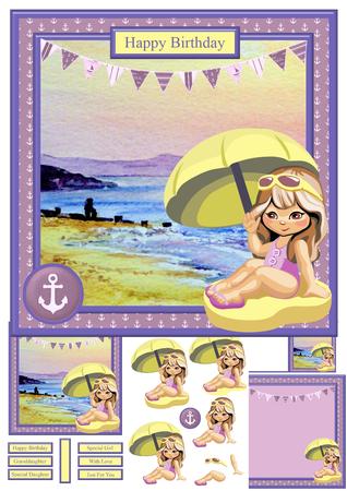 Beach Girl Card Mini Kit & Decoupage