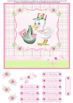 New Baby Girl Card Topper & Decoupage