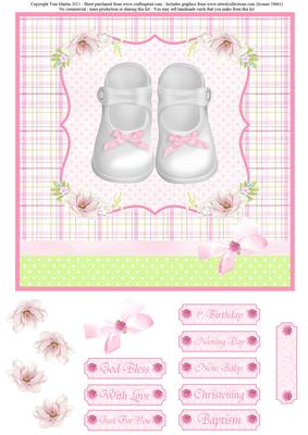 Baby Girl Shoes Card Topper & Decoupage