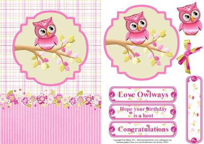 Pink Owl Topper & Decoupage