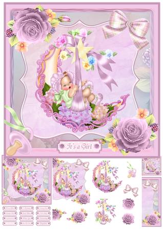 Baby Girl Card Mini Kit & Decoupage